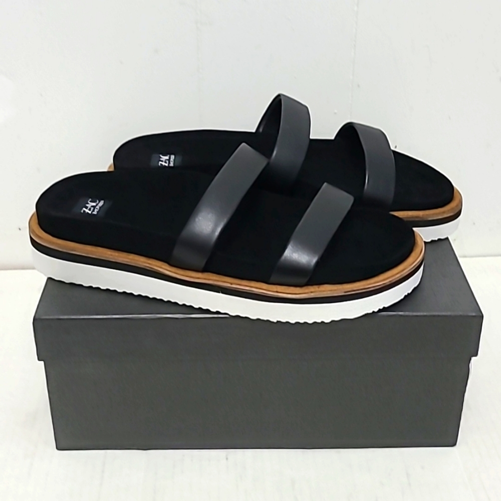 Zac Posen Shannon Black 2 Straps Slide Platform Sandals sz. 10 NWB - Picture 5 of 12